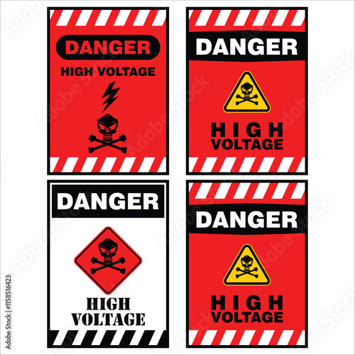 Danger, high voltage, sign vector