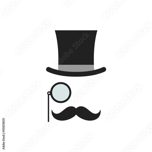 Classic Moustache and Bow Tie Barber Logo Vector - Male Accessories.
