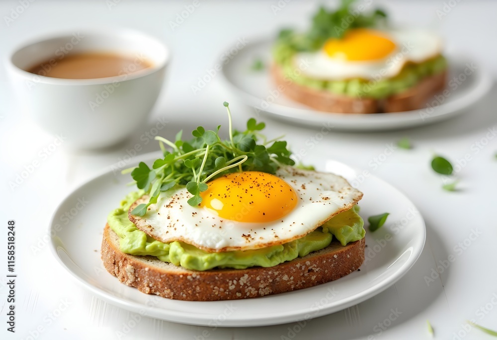 Avocado Egg Toast, Eggs on Toasted Bread with Avocado, Healthy Snack or Breakfast on Bright Background
Avocado Egg Toast, Eggs on Toasted Bread with Avocado, Healthy Snack or Breakfast on Bright Background