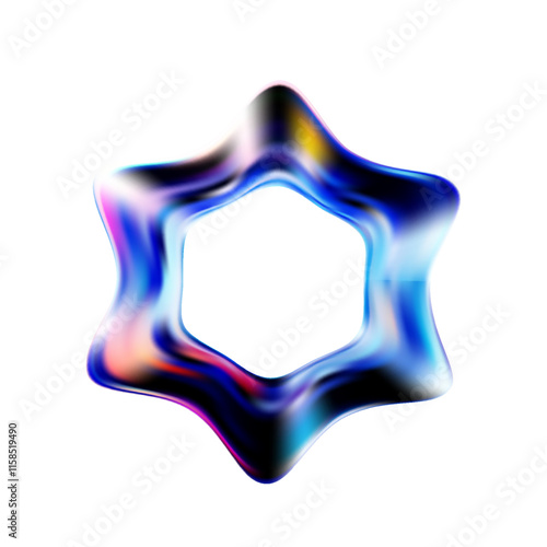 3d glass abstract shape. Neon primitive shape. 3d vector illustration