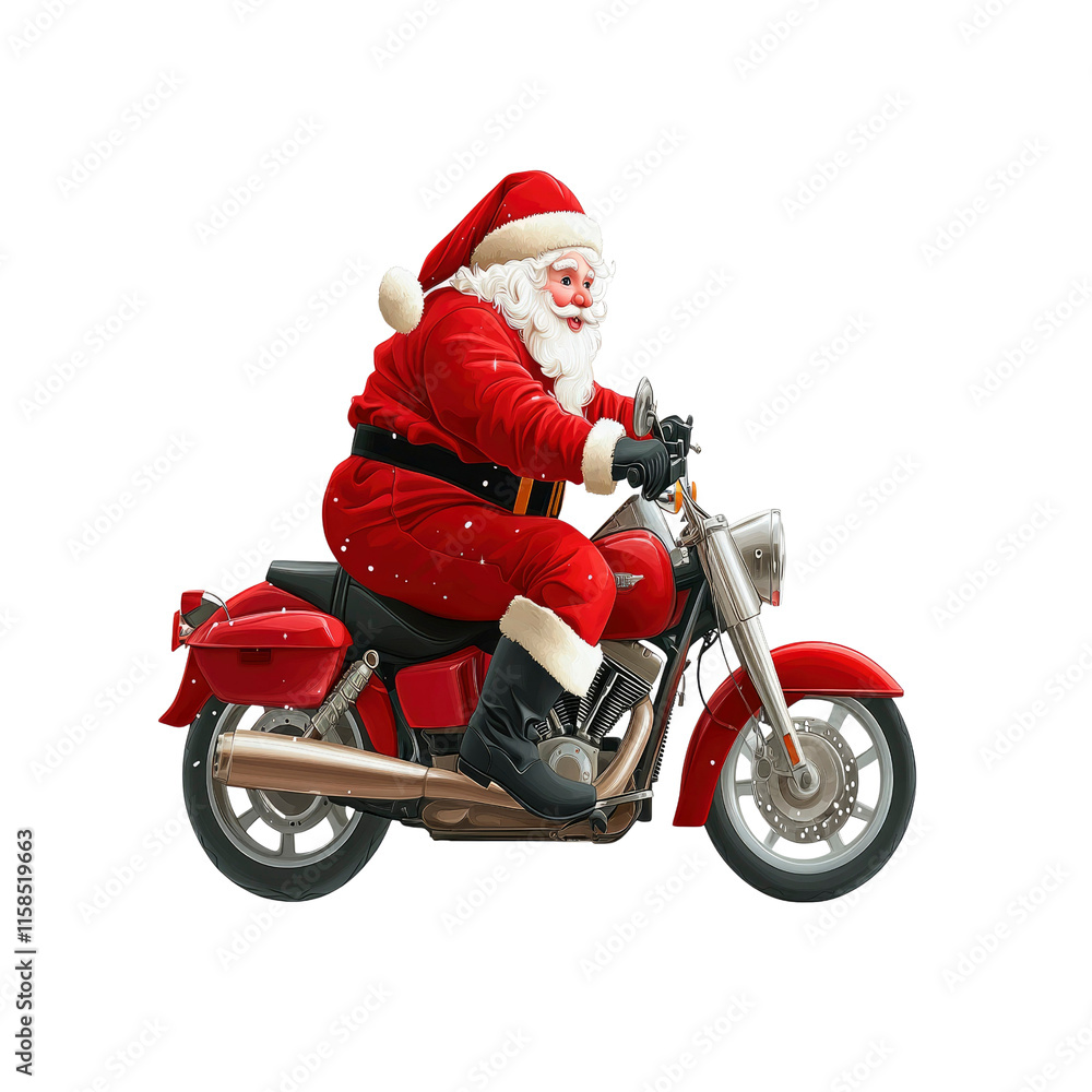 Santa Claus Riding a Motorcycle Through a Snowy Christmas Eve Santa Claus Riding a Motorcycle Through a Snowy Christmas Eve