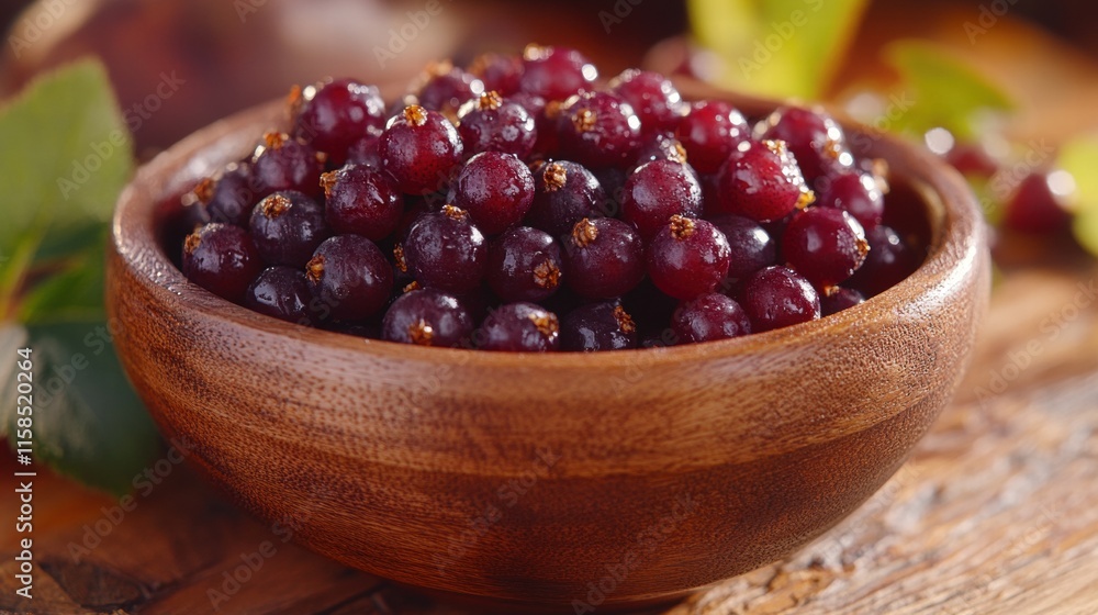 Fresh Red Currants in Wooden Bowl Fresh Red Currants in Wooden Bowl