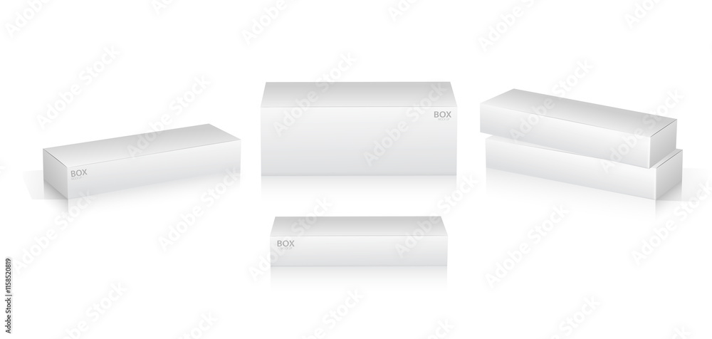 Set illustration of Super Realistic White Box Mockup Design isolated Set illustration of Super Realistic White Box Mockup Design isolated