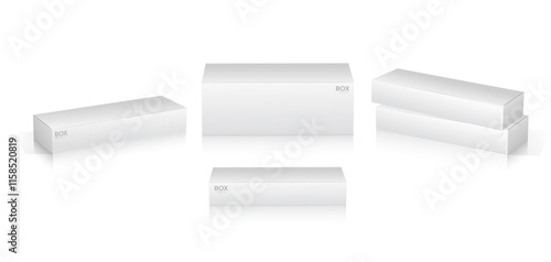 Set illustration of Super Realistic White Box Mockup Design isolated 