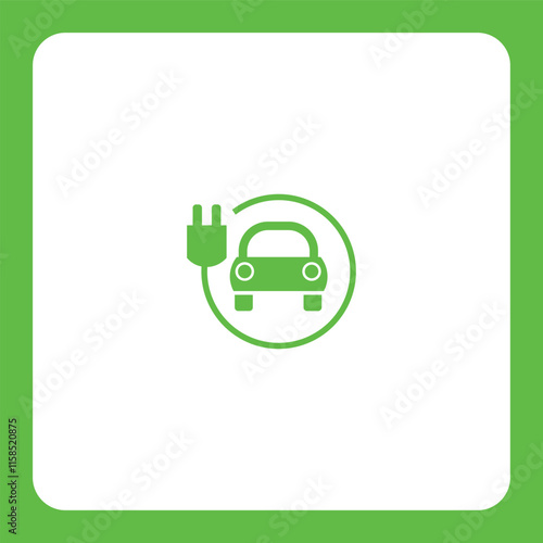Green electric car icon symbolizing eco-friendly transport and sustainable energy. Perfect for EV, green tech, and renewable energy projects.