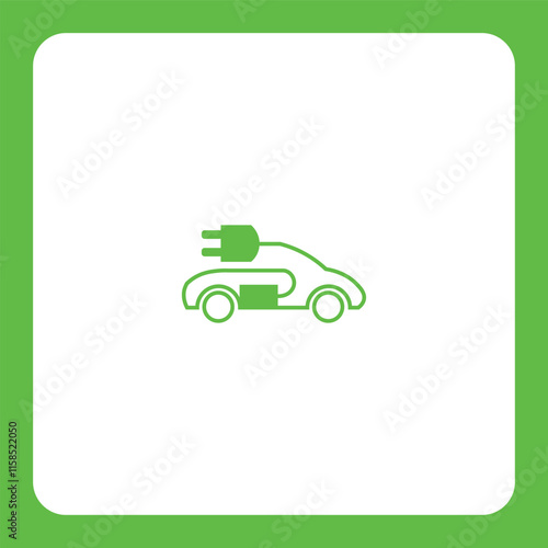 Green electric car icon symbolizing eco-friendly transport and sustainable energy. Perfect for EV, green tech, and renewable energy projects.