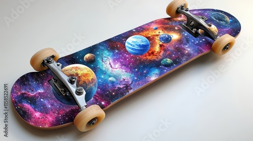 Celestial Skateboard with Starry Graphics