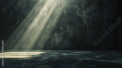 Wallpaper Mural Light beams illuminate a dark, textured room with wet stone floor and rough walls Torontodigital.ca