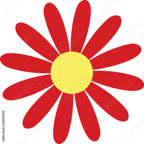 Simple Red and Yellow Daisy Flower Illustration