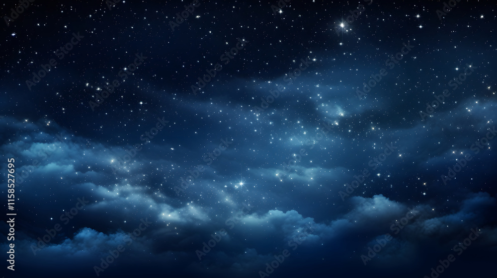 Naklejka premium Digital dark blue sky nebula abstract graphic poster background