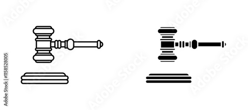 Trial hammer icons in outline and fill. vector illustration for ui.