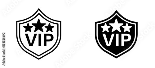 VIP person icons in outline and fill. vector illustration for ui.