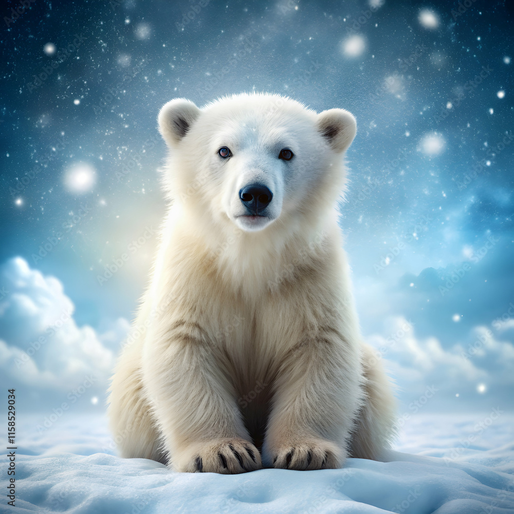 cute polar bear on snow cute polar bear on snow