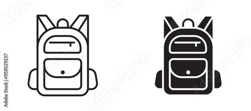 School bag icons in outline and fill. vector illustration for ui.