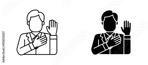 Pledge icons in outline and fill. vector illustration for ui.