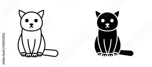 Kitten icons in outline and fill. vector illustration for ui.