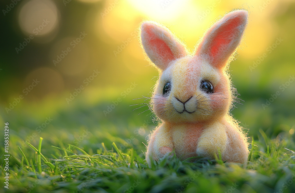 Obraz premium Felt Easter bunny and Easter eggs.