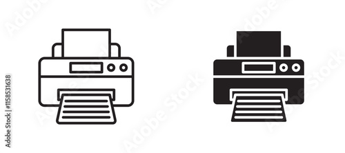 Printer icons in outline and fill. vector illustration for ui.