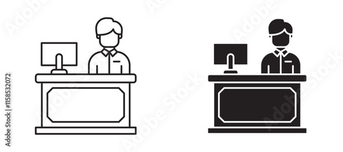 Reception icons in outline and fill. vector illustration for ui.