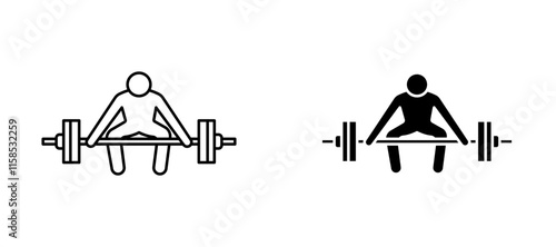 Weightlifter icons in outline and fill. vector illustration for ui.