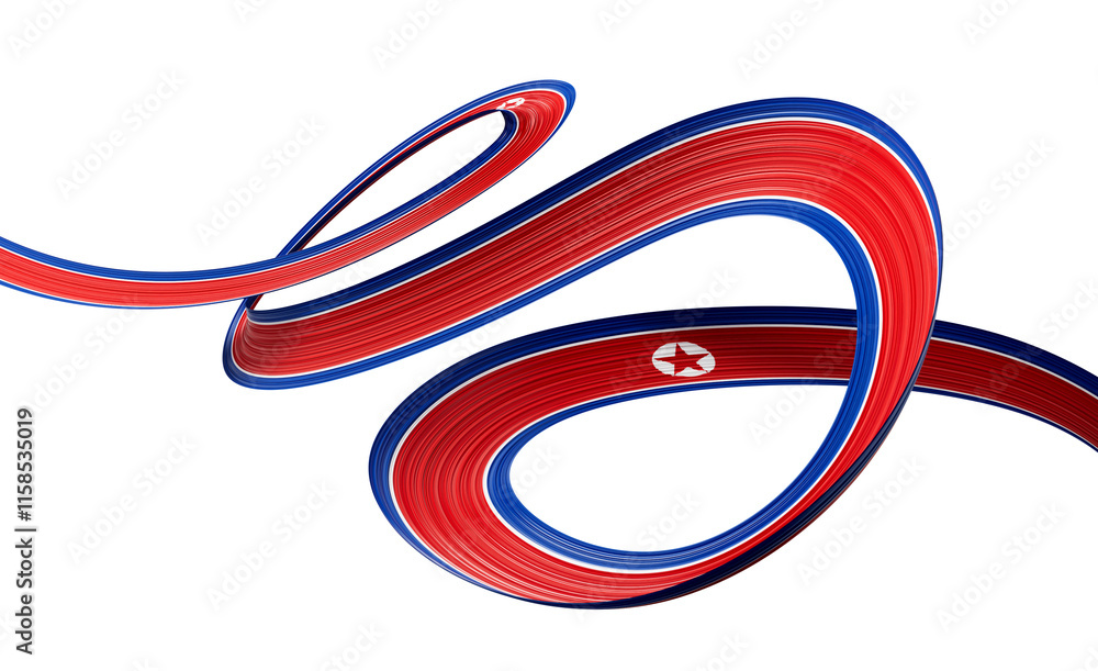 North Korea flag Ribbon wavy abstract background. 3d illustration North Korea flag Ribbon wavy abstract background. 3d illustration