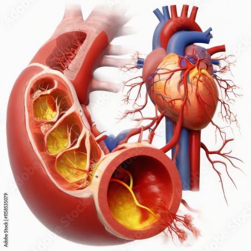 Wallpaper Mural Anatomy of Human Heart and Blood Vessels in Digital Illustration on White Background Torontodigital.ca