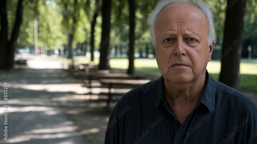 Elderly person standing alone, looking confused and uncertain, capturing the vulnerability and challenges faced by the aging population in modern society. Elderly person standing alone, looking confused and uncertain, capturing the vulnerability and challenges faced by the aging population in modern society.