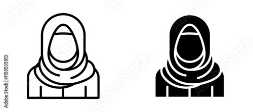 Arab woman icons in outline and fill. vector illustration for ui.