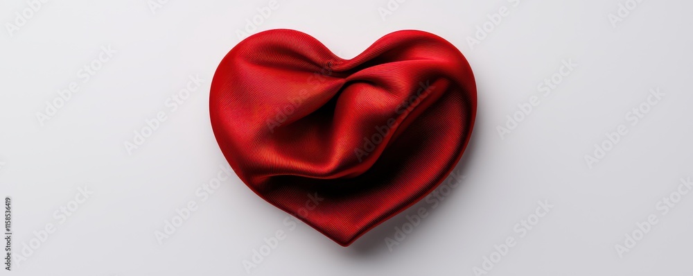 A beautiful, textured red satin heart symbolizing love and passion on a clean background. A beautiful, textured red satin heart symbolizing love and passion on a clean background.