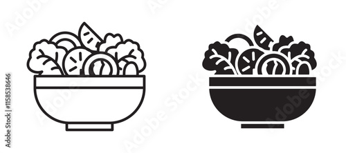 Salad icons in outline and fill. vector illustration for ui.