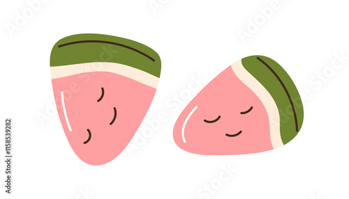 Gummy candies, watermelon slices shape. Jelly sweets, soft sugar snack, gum. ...