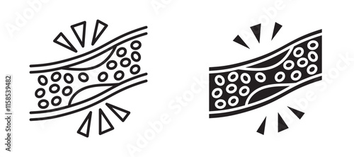 Cholesterol icons in outline and fill. vector illustration for ui.