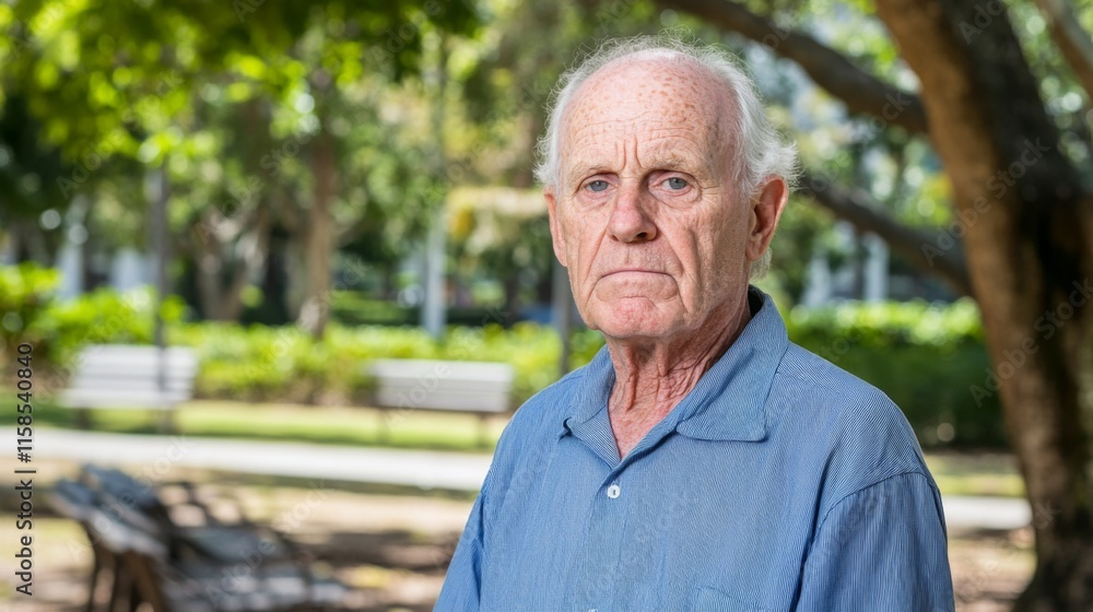 Elderly person standing alone, looking confused and uncertain, capturing the vulnerability and challenges faced by the aging population in modern society. Elderly person standing alone, looking confused and uncertain, capturing the vulnerability and challenges faced by the aging population in modern society.