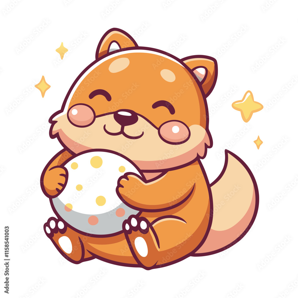 A chibi groundhog snuggling with a small pillow Vector illustration A chibi groundhog snuggling with a small pillow Vector illustration