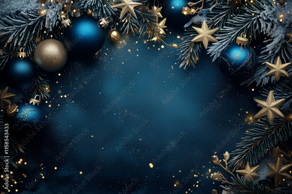 Elegant Christmas and New Year Banner with Blue Baubles, Golden Stars, Frosted Pine Branches, and Festive Holiday Copy Space for Seasonal Invitations and Web Design
Elegant Christmas and New Year Banner with Blue Baubles, Golden Stars, Frosted Pine Branches, and Festive Holiday Copy Space for Seasonal Invitations and Web Design