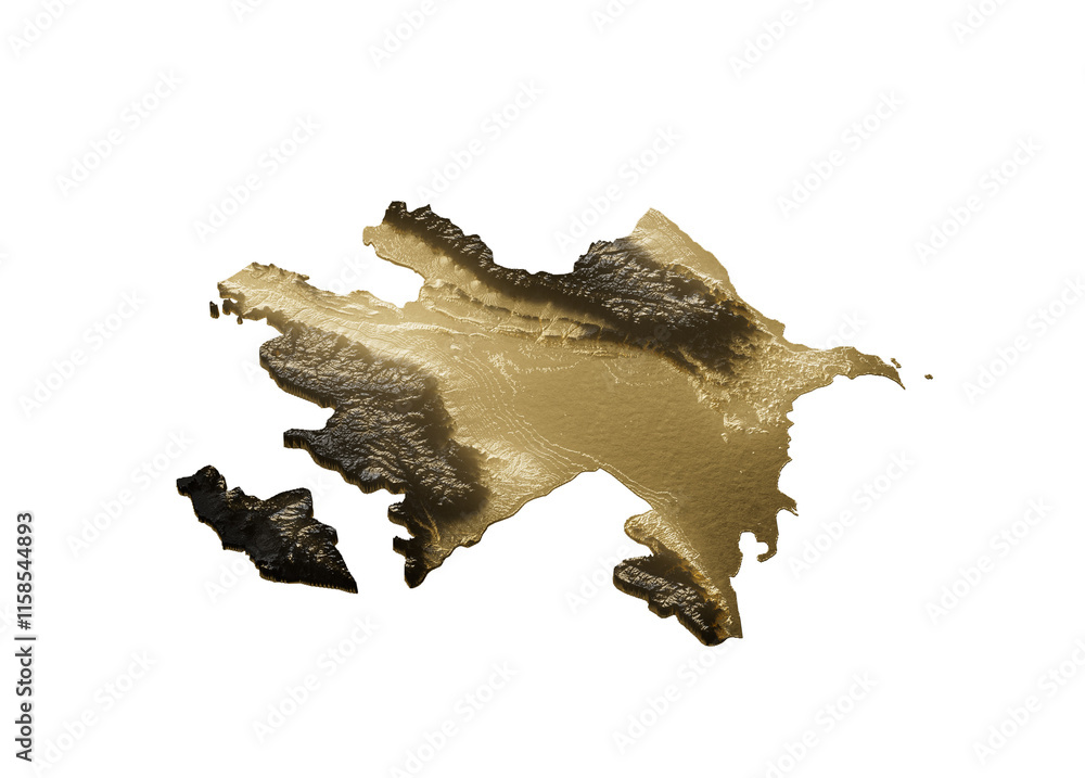 Obraz premium Azerbaijan Map Golden Metallic Texture Map Gold Reserves And Gold Mining Concept 3D Illustration
