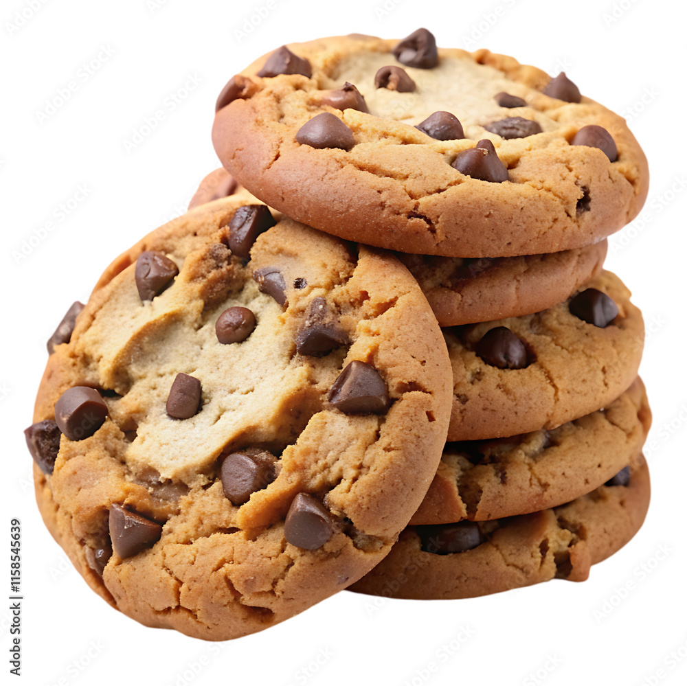chocolate chip cookies isolated on white