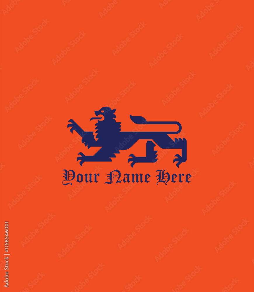 Customizable lion logo on a bold orange background. Perfect for businesses seeking a strong and royal identity. Customizable lion logo on a bold orange background. Perfect for businesses seeking a strong and royal identity.