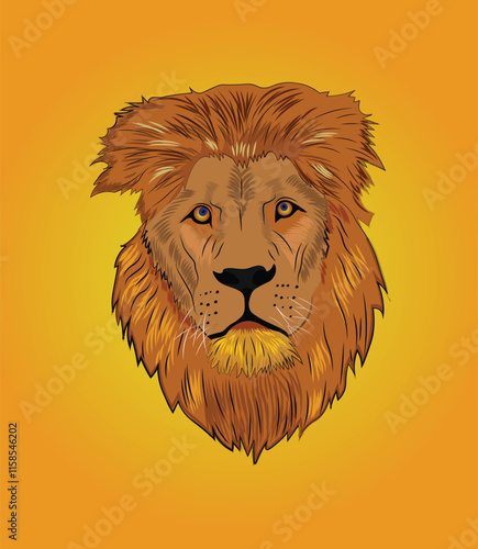 Customizable lion head logo on a orange background. Perfect for businesses seeking a strong and royal identity. photo