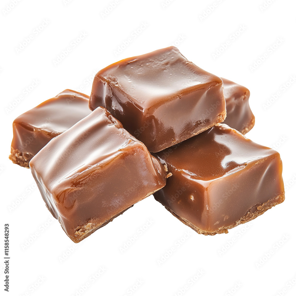 caramel squares isolated on white or transparent background caramel squares isolated on white or transparent background