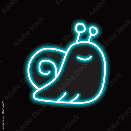 neon snail isolated on black background. snail icon with glowing neon lines. Vector illustration.