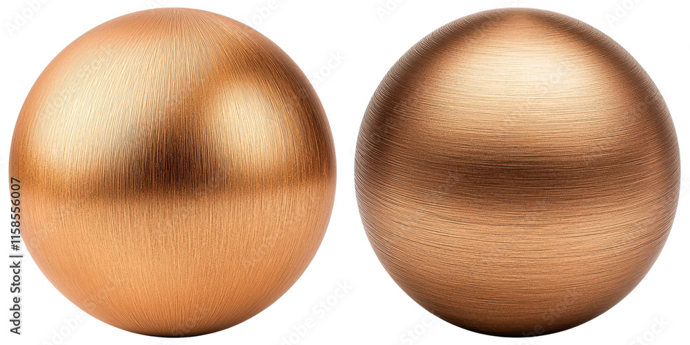 custom made wallpaper toronto digitalTwo metallic spheres with a polished copper finish, displaying distinct textures and reflections.