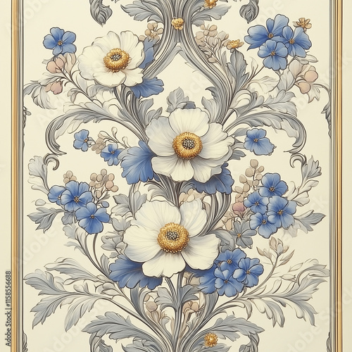 Classic Vintage Wallpaper Pattern Intricate Floral Motifs