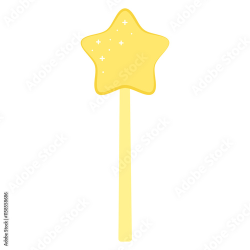노란색 별 요술봉 일러스트 