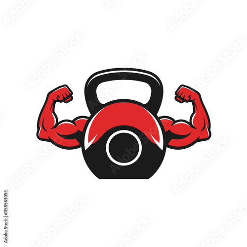 Muscular bodybuilders and fitness vector logos.