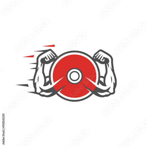 Muscular bodybuilders and fitness vector logos.