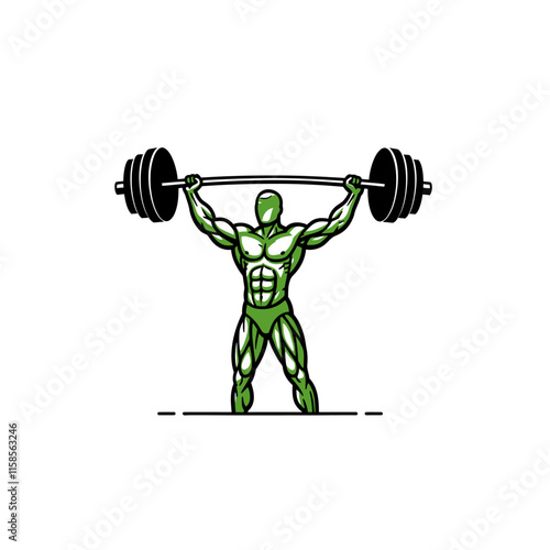Muscular bodybuilders and fitness vector logos.