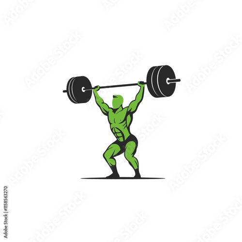 Muscular bodybuilders and fitness vector logos.