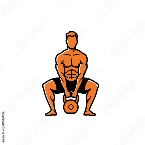 Muscular bodybuilders and fitness vector logos.
