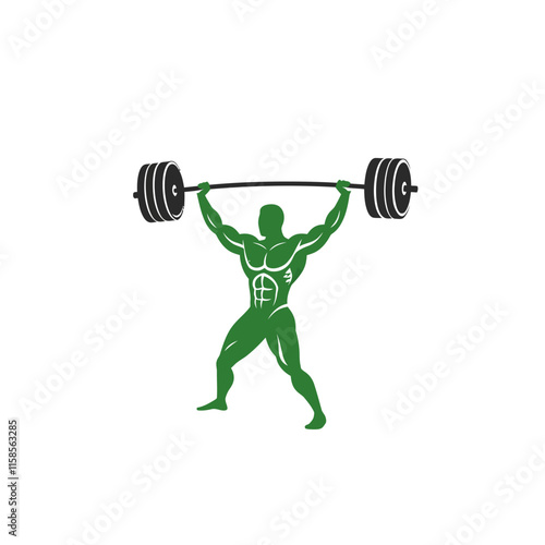 Muscular bodybuilders and fitness vector logos.